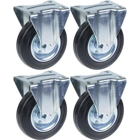 Rueda fija - ZHONGSHAN - 125 mm - Caucho negro - Capacidad 480 kg - Lote de 4