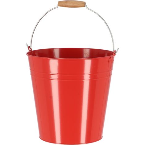 Seau en acier et bois "Nature Shades" - Rouge - 10,75 L - Livraison gratuite (1/5)