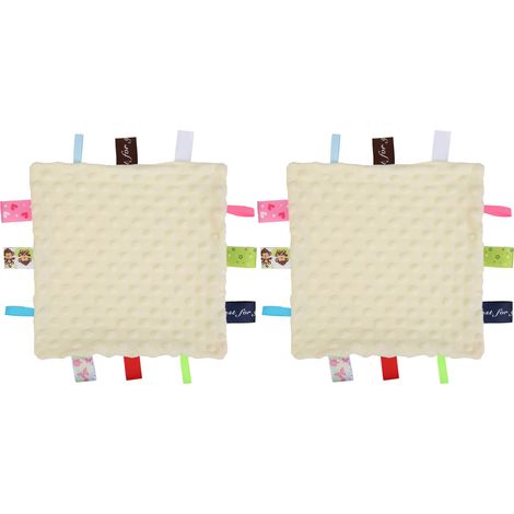 Lot de 2 couvertures de sécurité bébé, serviette douce et réconfortante en peluche beige pour nourrisson (1/5)