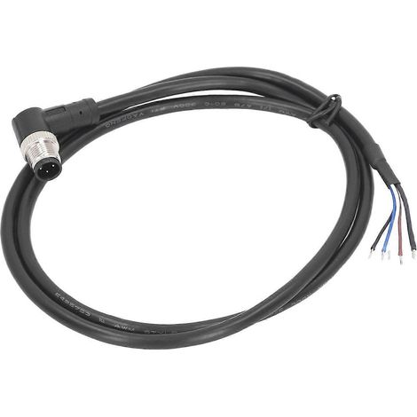 M12-Steckverbinderkabel, 4-polig, geschirmt, rechtwinklig, wasserdicht, Luftfahrtanschluss, mit 1 m Leitung, 250 V AC