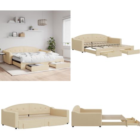 Sofá cama nido con cajones tela color crema 100x200 cm - Cama nido - Sofá cama con cajones
