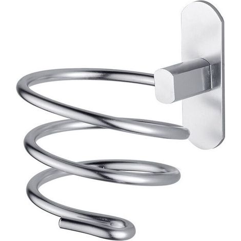 Hairdryer Stand Silver Stainless Steel Bathroom Hairdryer Stand Toilet, No Punching Hairdryer Stand (1/3)
