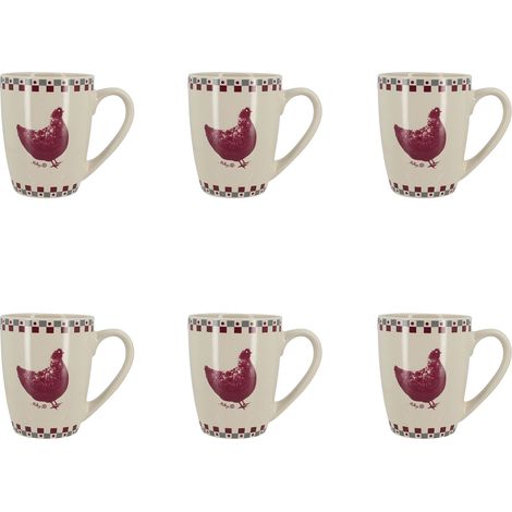 Lot de 6 mugs en grès 38cl, GALLINA