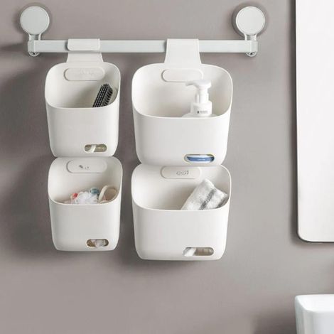 Panier de rangement suspendu blanc 20x11x19 cm, modulable ABS, salle de bain cuisine dressing (1/5)
