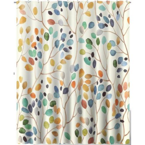 Anti-Schimmel-Duschvorhang, 180 cm x 200 cm, florales Muster, waschbarer, wasserdichter Stoff, inklusive 12 Haken, Farbe (1/5)