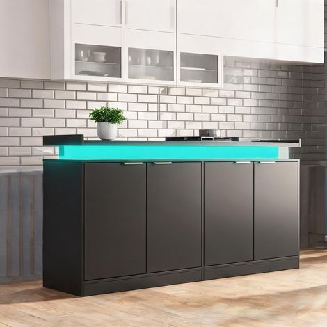 Buffet coloris noir en MDF 160 x 39 x 83 cm (1/5)