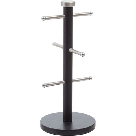 Premier Housewares Matt Black and Metal 6 Cup Mug Tree (1/3)