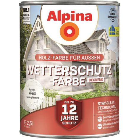 Alpina Wetterschutz-Farbe deckend weiß 2,5L - 951202 (1/7)