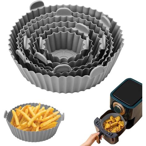 Stampo in silicone per friggitrice ad aria, 6 pezzi rotondi, grigio (1/4)