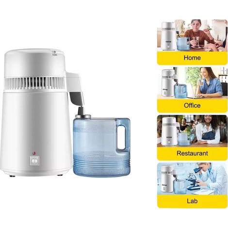 Distillateur d'eau purificateur, en acier inoxydable, avec arrêt automatique, Blanc (1/2)