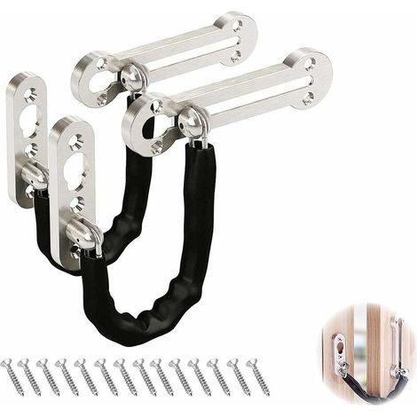 Chaîne de sécurité en acier inoxydable antivol pour porte, chaîne de protection, loquet de porte, serrure de sécurité, 2 pièces (1/5)