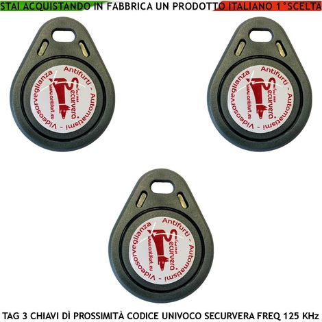 Chiave Tre Trasponder di Prossimità RFID Alta Sicurezza Codice Base Univoco Securvera EM-4100 Frequenza di Lavoro 125 KHz Codici Generati Random TAG Con Foro Portachiavi Alimentazione Per Induzione (1/4)