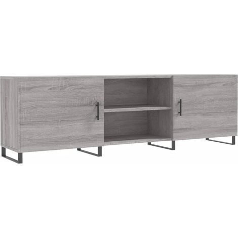Meuble TV design pratique rangement spacieux 150 x 30 x 50 cm en bois d'ingénierie sonoma gris (1/5)