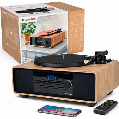 Thomson MIC300TT Stereo Hi-Fi 60W Giradischi Bluetooth CD MP3 USB Radio FM