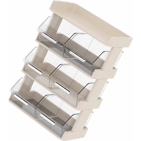 Range thé bureau bar comptoir organiseur sachets thé capsules café support étagère multicouche blanc crème 4 niveaux 30x17x42.5cm (1/5)