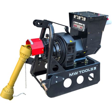 Groupe électrogène agricole 30 kW (37,5 kVA) pour tracteur dès 30 ch - 230 V et 400 V - Régulateur AVR - Cardan et attelage trois points MW Tools PTG300 (1/5)