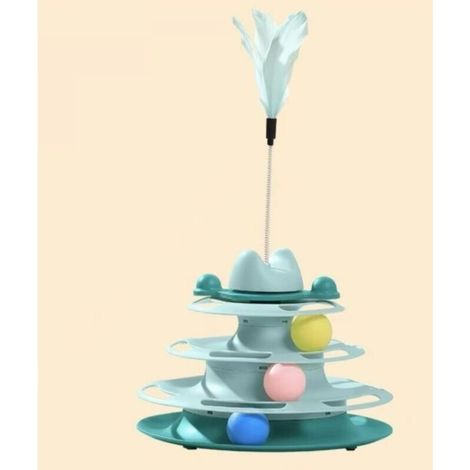 Interactive Cat Toy, Catplay, Sensory Stimulation, 4 Levels, Balls, Easy to Assemble, Interactive Tower, Non-Slip, Attractive Design
