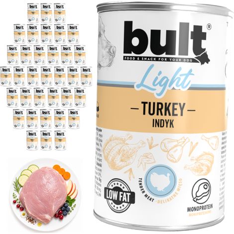 Cibo umido per cani BULT LIGHT al tacchino, lattina da 36 x 400 g, facilmente digeribile. (1/2)