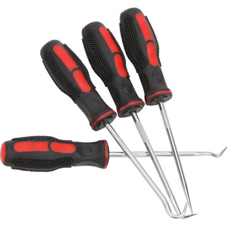 Juego de 4 ganchos metálicos para retenes de aceite, herramienta para extraer juntas tóricas de goma, destornillador para proyectos de bricolaje y manualidades. (1/5)