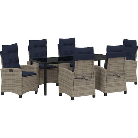 Maison Exclusive - Set da Pranzo per Giardino con cuscino 7 pcs Grigio polyrattan