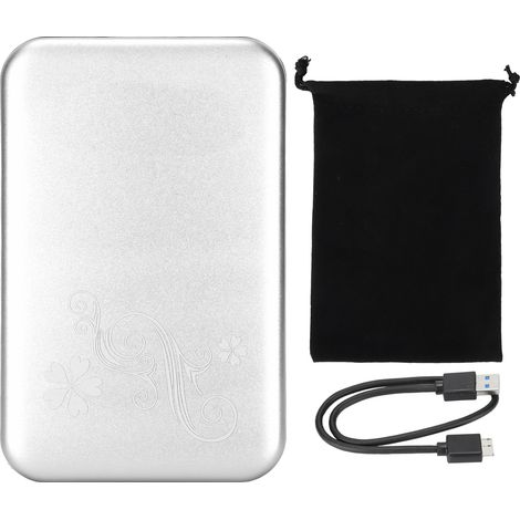 Boîtier disque dur externe 2,5 pouces USB 3.0, compatible 3 To, transmission 5 Gbit/s, alliage d'aluminium, plug and play, argent (1/5)