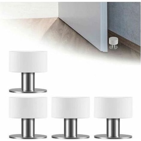 4 Pièces Butoir de Porte Murale Adhesif, SL.GT Butoir Arrêts de Porte Door Stoppers Butée de Porte Sol Inox avec Caoutchouc Antichoc, Ruban Adhésif Double Face 3M (1/5)