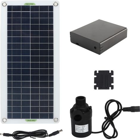 Kit de pompe à eau solaire 30 W en silicium polycristallin, débit de 800 L/h, pour camping-car, serre et camping. (1/5)