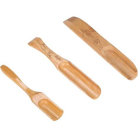 Lot de 3 cuillères à thé en Bambou - Pelle à café et à Poudre - Cuillère à thé en Vrac pour ramasser Les épices