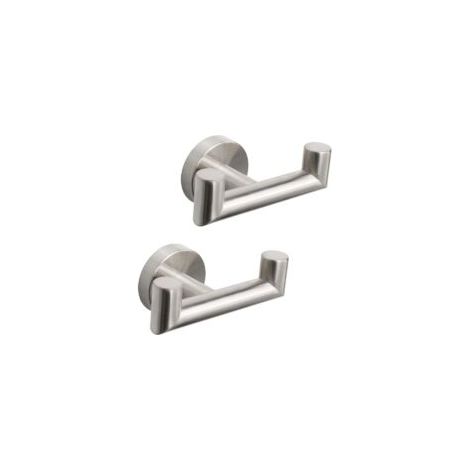 Set di 2 ganci doppi portasciugamani in acciaio inox per bagno, soggiorno, cucina, montaggio a parete - Crezuo (1/4)