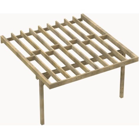 Structure Terrasse Bois Pilotis en Kit - 4x4,20m - 16,8m2 - Solives + Poteaux - Sapin Traité Autoclave - Charge Utile 350Kg/m² - Epicea