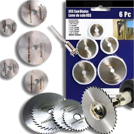 JUEGO DE 6 DISCOS DE CORTE PARA MINI AMOLADORA + ADAPTADOR DE DESTORNILLADOR (1/5)