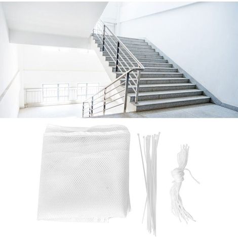 Filet Sécurité Balcon 3m Protection Enfants Animaux Maille Garde-Corps Escalier Blanc (1/4)