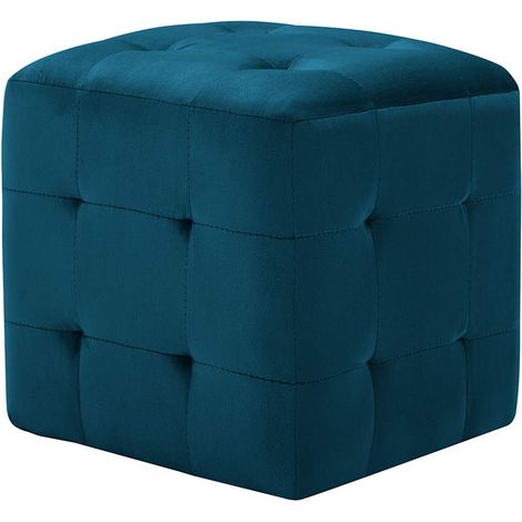 2 pcs Poufs Bleu 30 x 30 x 30 cm Tissu velours (1/5)