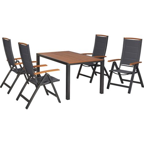 Tino Set 5tlg Alu/Textil Tisch 150 x 90 cm