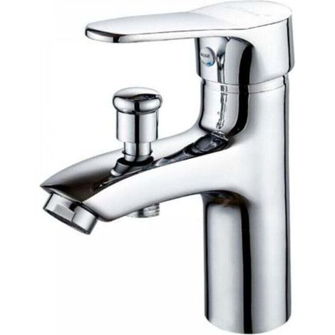1 robinet baignoire, monotrou, double usage chaud/froid, mitigeur douche, alliage métallique, limiteur température intégré (1/4)