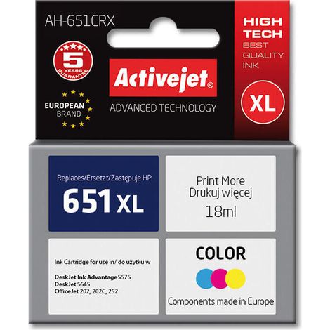 Activejet AH-651CRX cartucho de tinta 1 pieza(s) Compatible Rendimiento estándar Cian, Magenta, Amarillo (1/2)