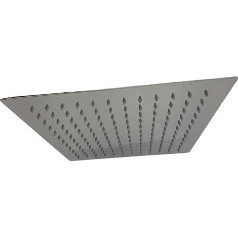 Soffione per doccia da bagno slim quadrato 30x30 cm effetto pioggia cromato iattacco universale 1/2"