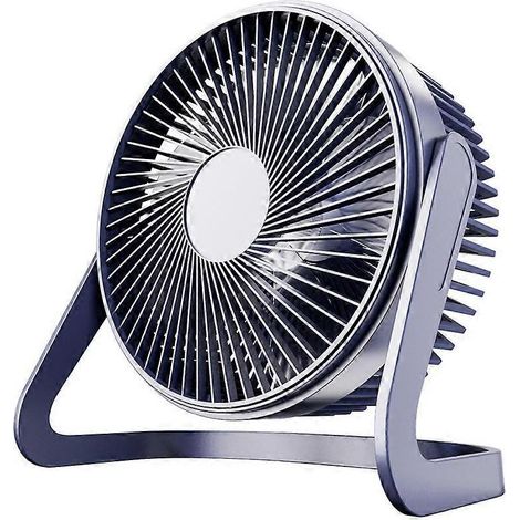 Ventilateur de bureau USB, 1 ventilateur de bureau bleu, 3 vitesses, rotation à 360°, silencieux, portable, idéal pour le bureau. (1/5)