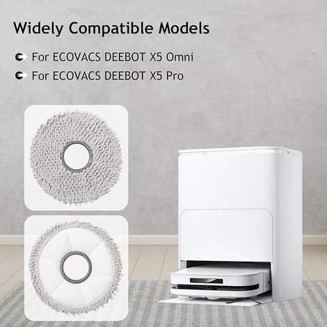 FOREHILL Ersatz-Reinigungstücher für ECOVACS DEEBOT X5 Omni / X5 Pro Saugroboter, weiche Mikrofasertücher - 4 Stück (1/5)
