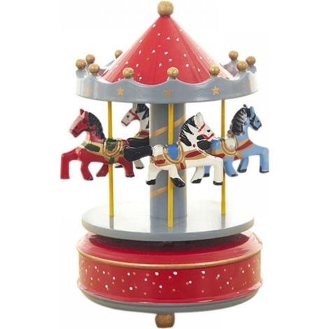 Boîte à Musique - Manège À Quatre Chevaux - Décoration Intérieure Pour Salon Bureau Boutique - Cadeau Anniversaire Mariage Saint-Valentin - 1 Pièce