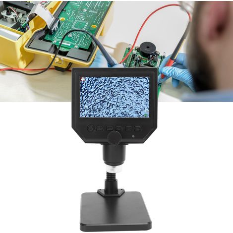 Digitales Industriemikroskop, 4,3-Zoll-HD-Modell mit gebogener Röhre, Elektronenmikroskop für die Reparatur von Leiterplatten, europäischer Standard 100–240 V (1/5)
