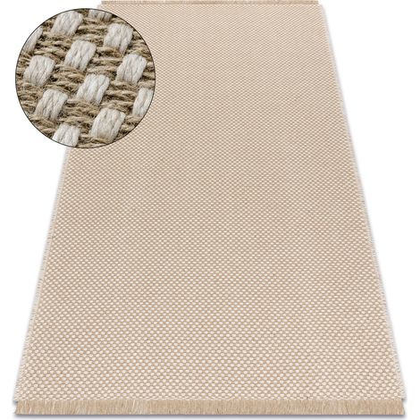 Tappeto JUTA 3731 crema / beige - juta, tessitura piatta, frange beige 80x150 cm
