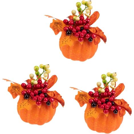 3pièces Décoration Citrouille Artificielle pour Halloween Ornement De Fête Unique Accessoire De Photographie Éclatant Ambiance Festive (1/5)