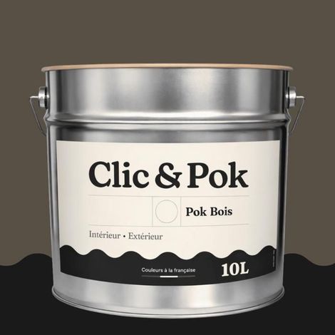 Peinture Bois Extérieur – POK BOIS - 10L - RAL 7013 - Gris brun- Résistante aux intempéries - Ne s'écaille pas