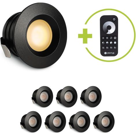 Einbaustrahler Mini flach Torino 3W 2700K IP44 - Farbe: schwarz matt - Anzahl: 8x