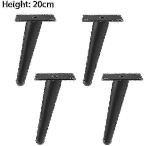 Quatre pieds de meubles fuselés en fer antirouille, adaptés aux tables basses élégantes de style européen, noir mat, 20 cm, lot de 4. (1/5)