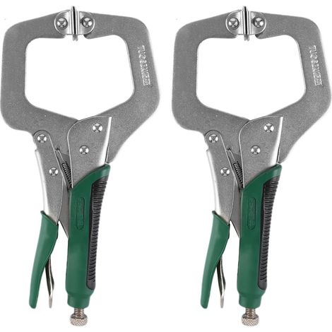 Juego de 2 abrazaderas en C de 28 cm - Abrazaderas en C - Abrazadera de liberación rápida - Tornillo de banco de alta resistencia - Con tornillos ajustables y almohadillas giratorias - Para trabajos d (1/5)