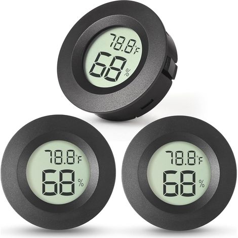 Lot de 3 mini hygromètres et thermomètres d'intérieur et d'extérieur pour maison, bureau, reptiles, voiture, serre (1/4)