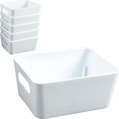 Set of 6 Storage Boxes, 12.5x10x6cm, Plastic, White, Drawer, Organizer (1/5)