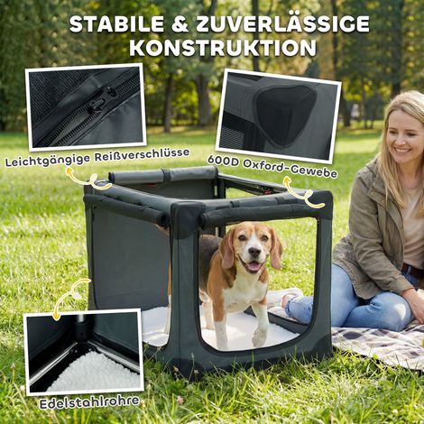 Caisse pliable pour chien, transport avec coussin amovible lavable, housse en tissu Oxford pour chien jusqu'à 20 kg, vert militaire (1/5)